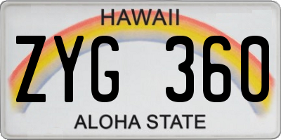 HI license plate ZYG360
