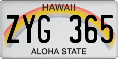 HI license plate ZYG365
