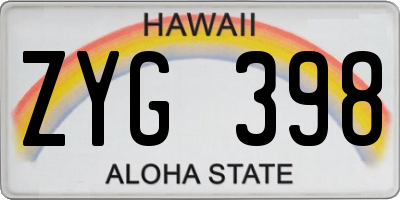 HI license plate ZYG398