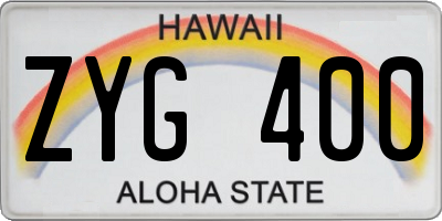 HI license plate ZYG400