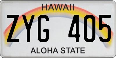 HI license plate ZYG405