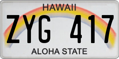 HI license plate ZYG417