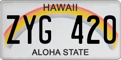 HI license plate ZYG420