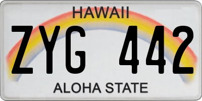 HI license plate ZYG442