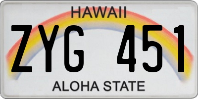 HI license plate ZYG451