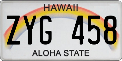 HI license plate ZYG458