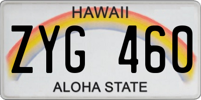 HI license plate ZYG460