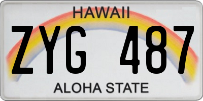HI license plate ZYG487