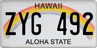 HI license plate ZYG492
