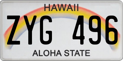 HI license plate ZYG496