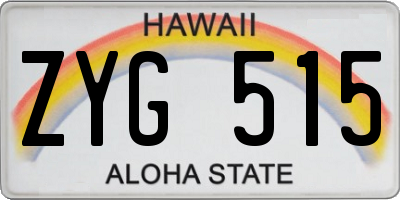HI license plate ZYG515