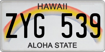 HI license plate ZYG539