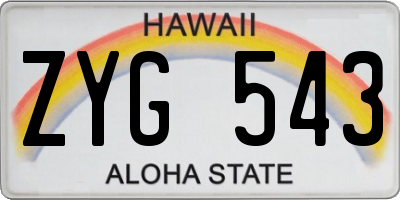 HI license plate ZYG543