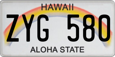 HI license plate ZYG580