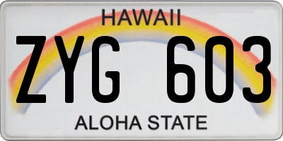 HI license plate ZYG603