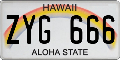 HI license plate ZYG666
