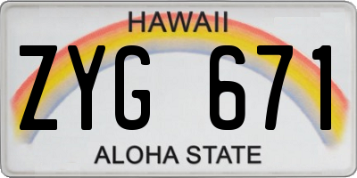 HI license plate ZYG671