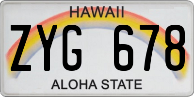 HI license plate ZYG678