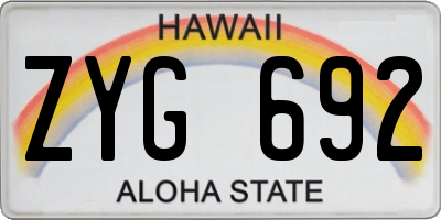 HI license plate ZYG692