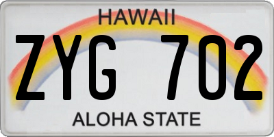 HI license plate ZYG702