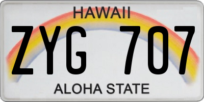 HI license plate ZYG707