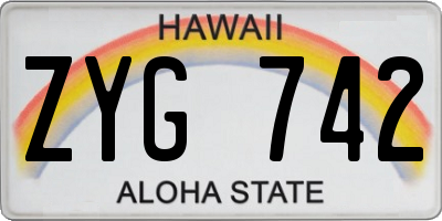 HI license plate ZYG742