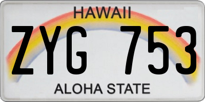 HI license plate ZYG753