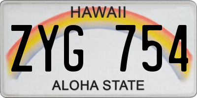 HI license plate ZYG754