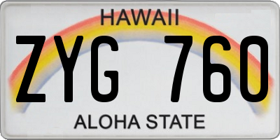 HI license plate ZYG760