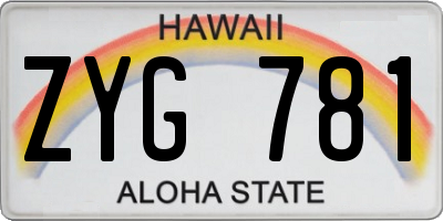 HI license plate ZYG781
