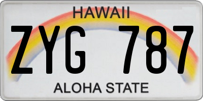 HI license plate ZYG787