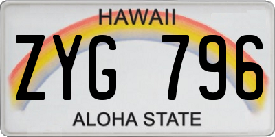HI license plate ZYG796