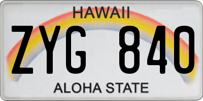HI license plate ZYG840