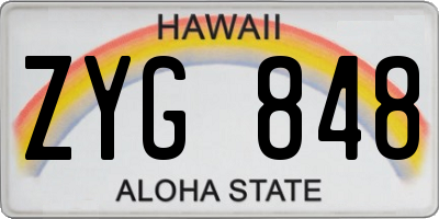 HI license plate ZYG848