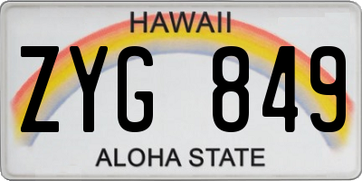 HI license plate ZYG849