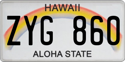 HI license plate ZYG860