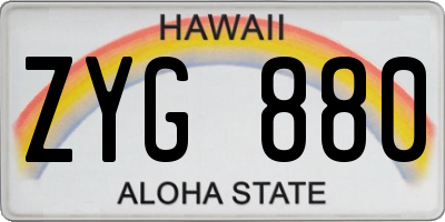 HI license plate ZYG880