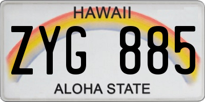 HI license plate ZYG885