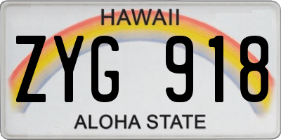HI license plate ZYG918