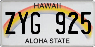 HI license plate ZYG925