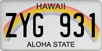 HI license plate ZYG931