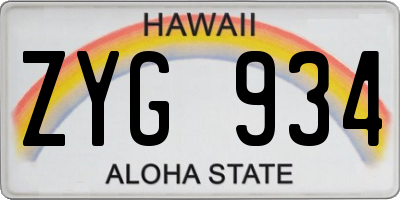 HI license plate ZYG934