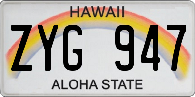 HI license plate ZYG947
