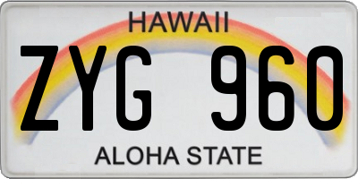 HI license plate ZYG960
