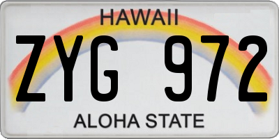 HI license plate ZYG972