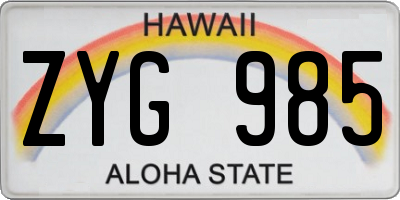 HI license plate ZYG985