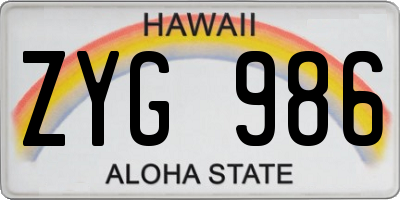 HI license plate ZYG986