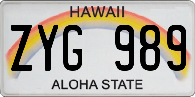 HI license plate ZYG989