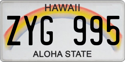 HI license plate ZYG995