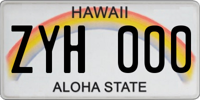 HI license plate ZYH000